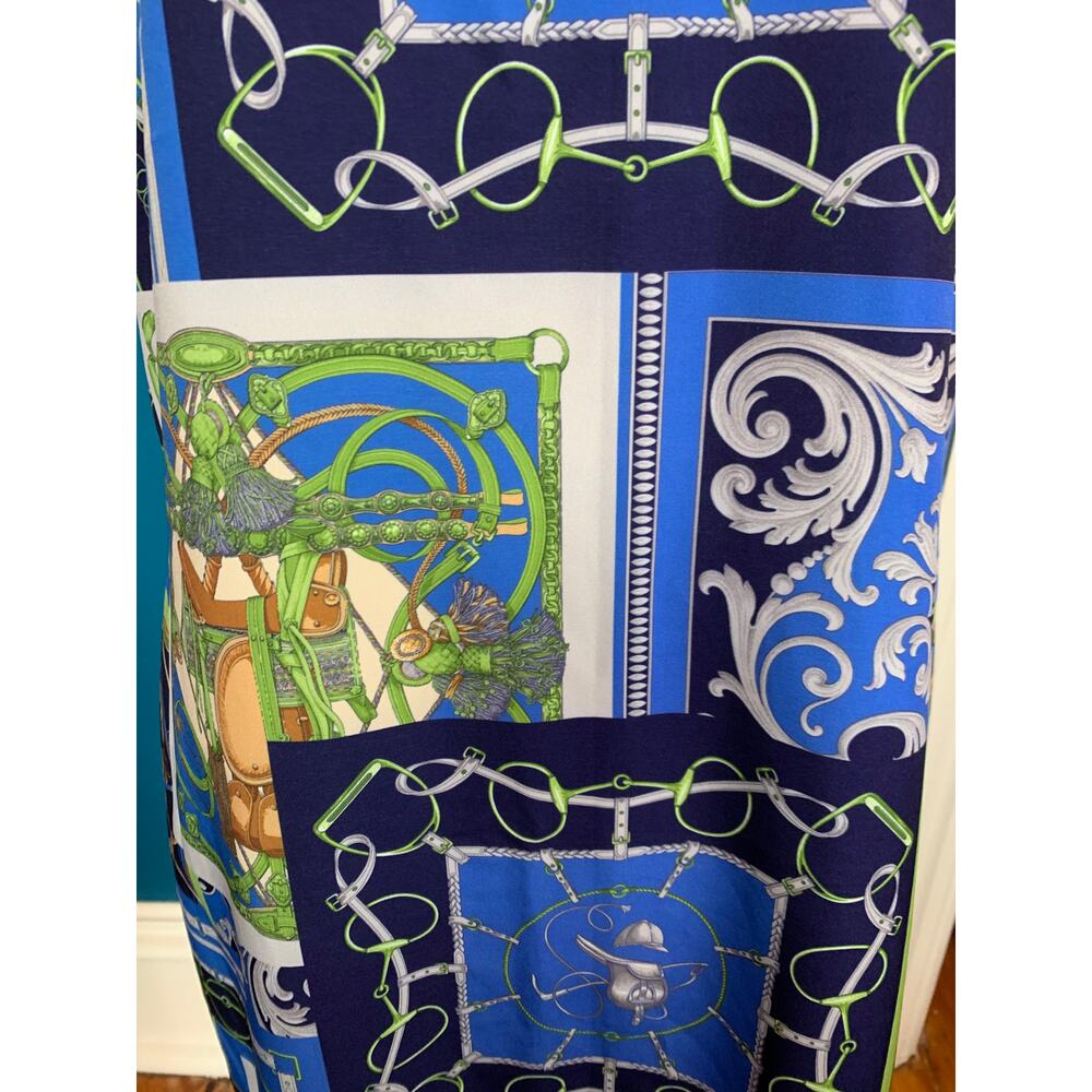 J McLaughlin Equestrian Print Patchwork Dress Blu… - image 7